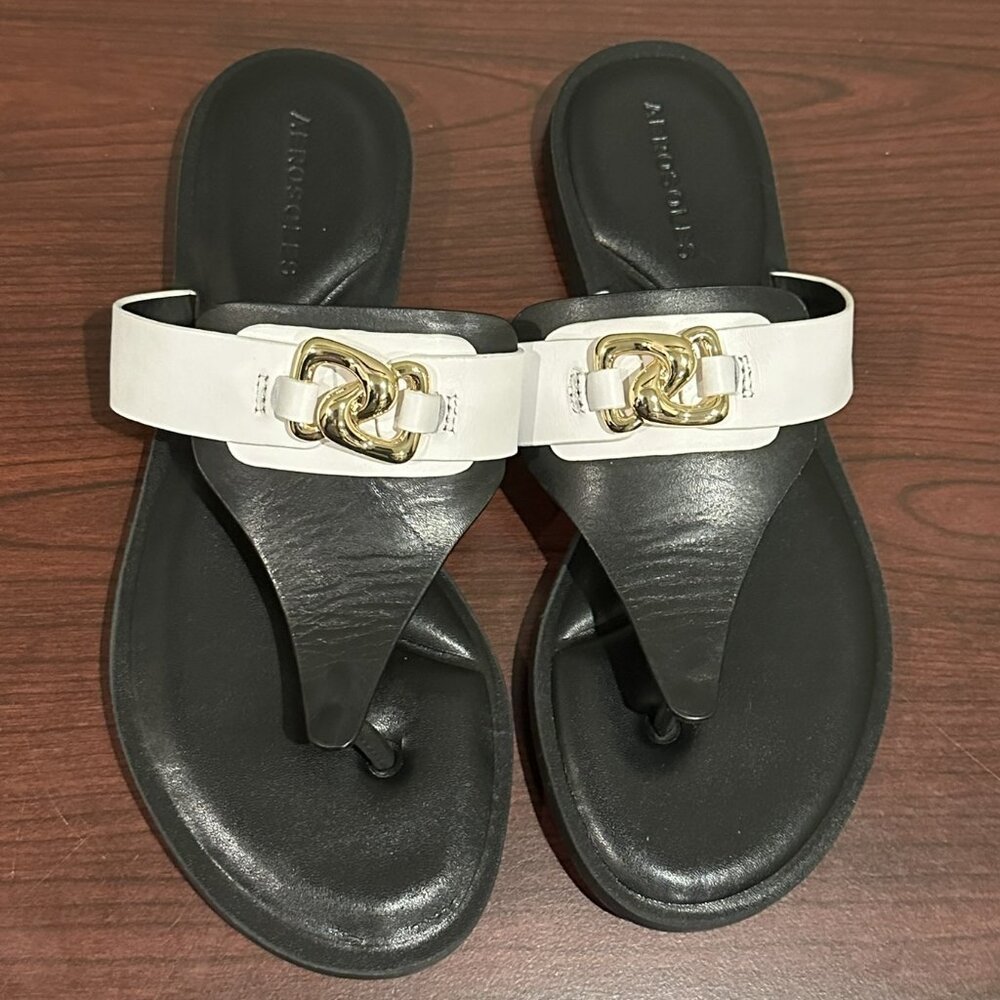 Aerosoles Women's Greta Slide Sandal, Black and White, size 8 Like New